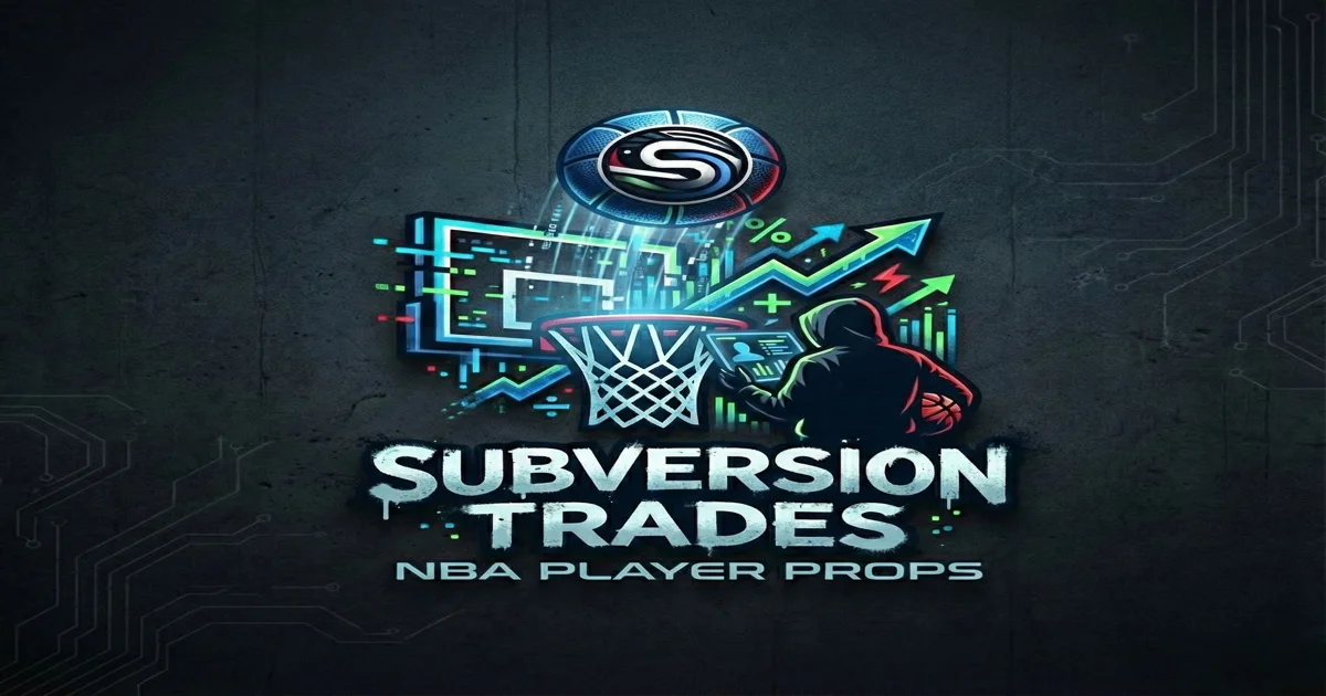 Subversion Trades NBA Player Props logo showing a hooded figure at a laptop beside a basketball hoop and data charts.