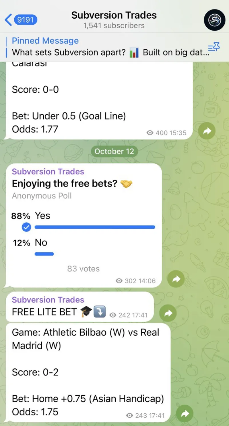 Telegram screenshot: Member feedback and testimonial from October